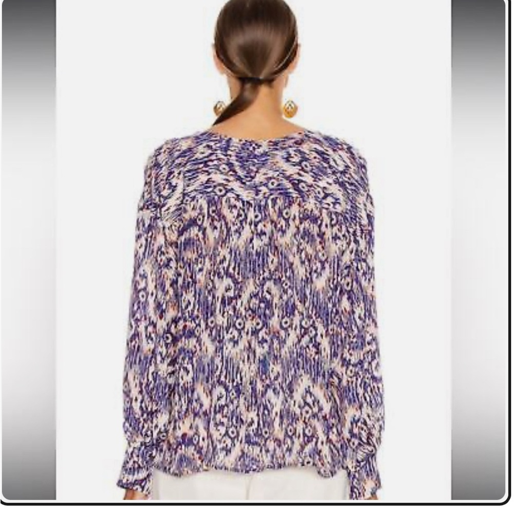 Isabel Marant Étoile yacah Blouse SilkFeather Print Ikat Purple Size 40 (M) - Picture 13 of 13